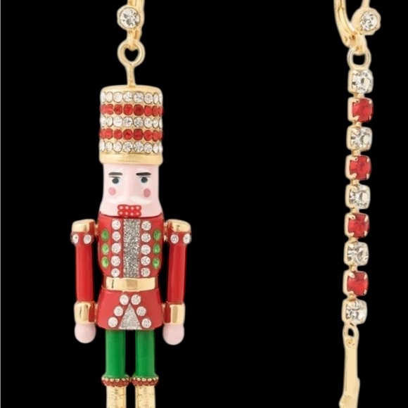 Betsey Johnson Earrings Red and Green Drop Nutcracker New - Picture 7 of 16
